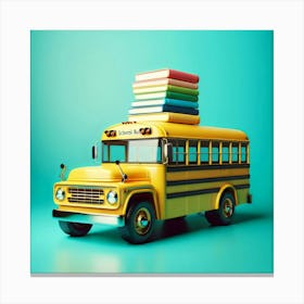 School Bus With Books On Top Canvas Print