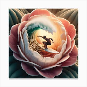 Surfer In A Flower 2 Canvas Print