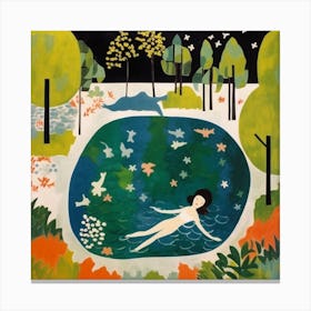 Girl In A Pond Canvas Print