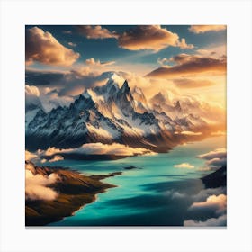 Sunset Mountain Lake Canvas Print