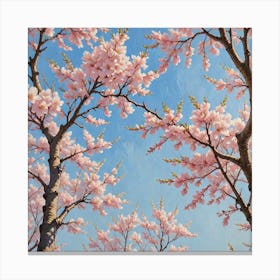 A Delicate And Detailed Painting Of Cherry Blossom Trees In Full Bloom With Soft Pink Petals Contras 3390879981 Canvas Print