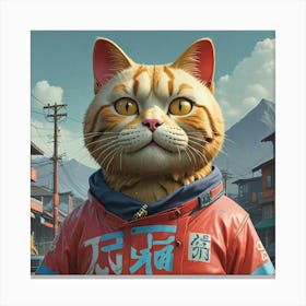 Cat In A Red Jacket Canvas Print