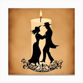 Silhouette Of Couple Dancing Canvas Print