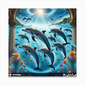 Dolphins In The Sea 1 Canvas Print