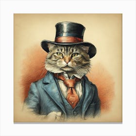 Cat In Top Hat 7 Canvas Print