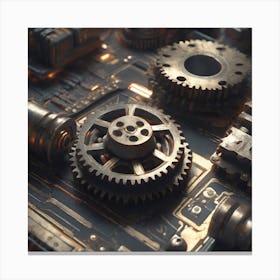 Gears On A Circuit Board Canvas Print