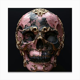 Pink Marble Skull 2 Canvas Print