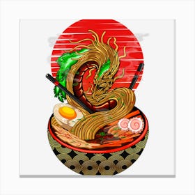 Kawaii Ramen Funny Japanese Asian Noodles Dragon Canvas Print