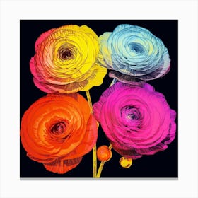 Andy Warhol Style Pop Art Flowers Ranunculus 2 Square Canvas Print