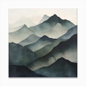 Japanese Watercolour Of Mount Hiuchi 2 Canvas Print