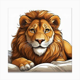 Lion Laying On The Bed Canvas Print