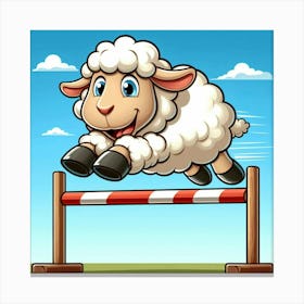 Sheep Jumping Over Hurdles Canvas Print