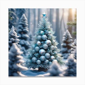 Christmas Tree In The Snow 15 Canvas Print