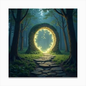 Mystical Portal In The Forest Glowing With Energy 1 Canvas Print