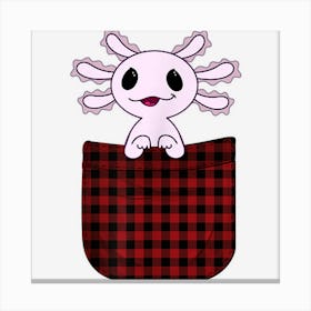 Cute Axolotl Christmas In Plaid Pocket Axolotl Lover Xmas Canvas Print