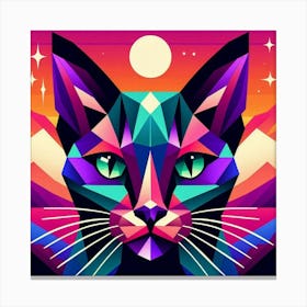 Harlequin Low Poly Cat Canvas Print