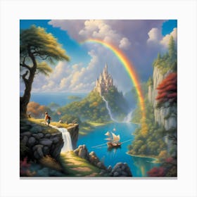 Rainbow Over The Castle Canvas Print