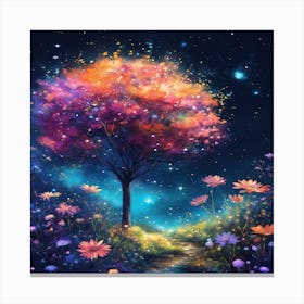 Tree In The Night Canvas Print