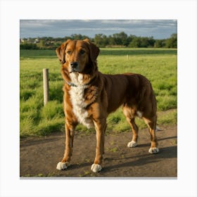 Dog Standing In Field Canvas Print