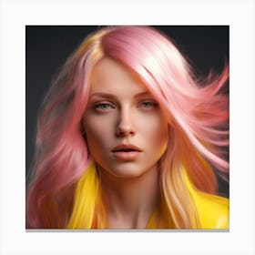 Portrait Of A Woman With Pink Hair Canvas Print