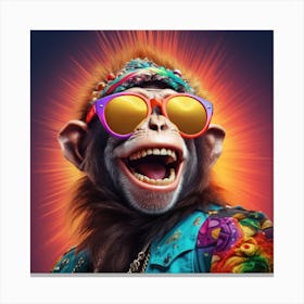 Monkey In Sunglasses Canvas Print