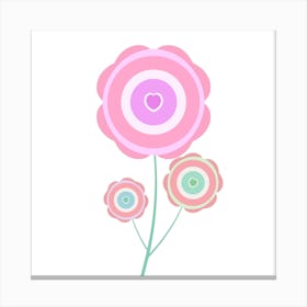 Pastel Flower Bunch Pink Heart Canvas Print