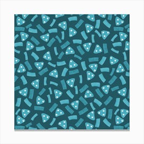 Geometric Marks Navy Turquoise On Green Canvas Print