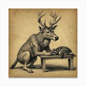 Deer And Raccoon 1 Canvas Print