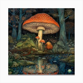 Magic Mushroom Enchanted Forest Art Print. Canvas Print