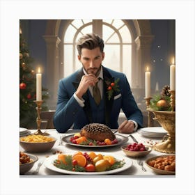 Albedobase Xl A Lavishly Set Christmas Dinner Table With Candl 3 Canvas Print