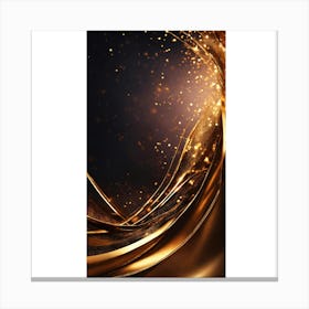 Golden Swirls On Black Background Canvas Print