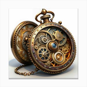 Vintage Pocket Watch With Exposed Cogs And Gears Canvas Print