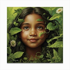 Little Girl In The Forest Canvas Print