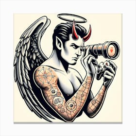 Devil With Camera Canvas Print