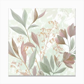 A Delicate Pastel Illustration Of Leaves And Del (3) Canvas Print