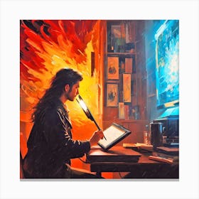 Man Working On A Computer Canvas Print