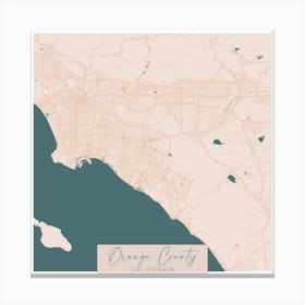 Orange County California Pink and Blue Cute Script Street Map Canvas Print