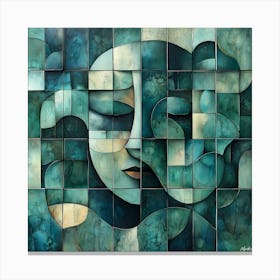 Woman'S Face Abstract Cubism Canvas Print