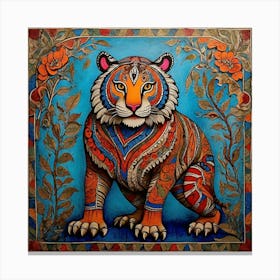 Default Traditional Madhubani Style Painting Of A Tiger On A T 1 (1) Canvas Print