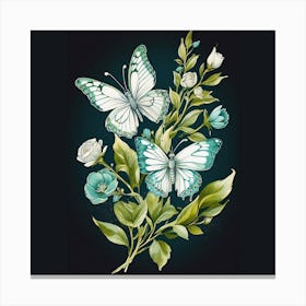 Butterflies And Flowers Canvas Print