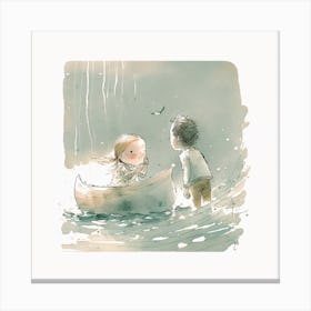 Little Girl In A Boat Canvas Print