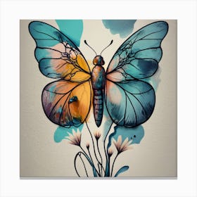 Butterfly painting  with  flower  Canvas Print