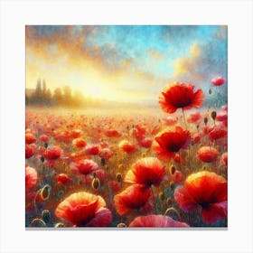 Poppies At Sunset Canvas Print