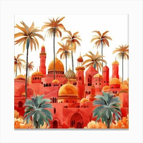 Watercolor Arabic City Canvas Print