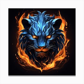 Lion In Fire Canvas Print