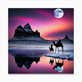 Moonlight Over The Desert Canvas Print