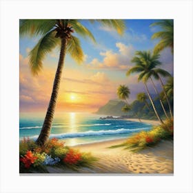 Sunset At The Beach 71 Canvas Print