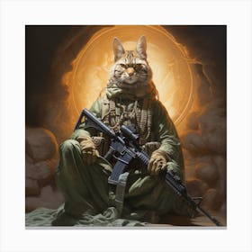 Cat With Rifle Canvas Print