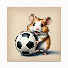 Hamster With Soccer Ball Canvas Print