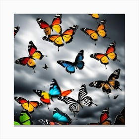 Colorful Butterflies In The Sky Canvas Print